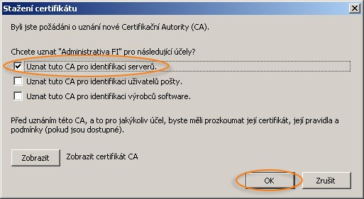 stažení certifikátu