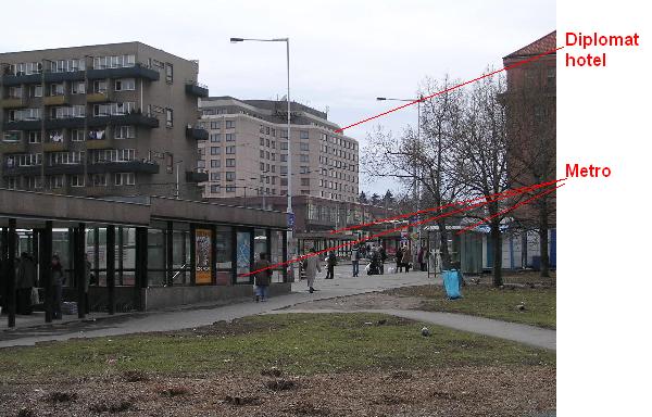 Metro exits and Diplomat hotel