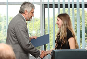 Prof. František Rypáček, Director of IMC, presenting certificates to Cesar Adolfo RODRIGUEZ