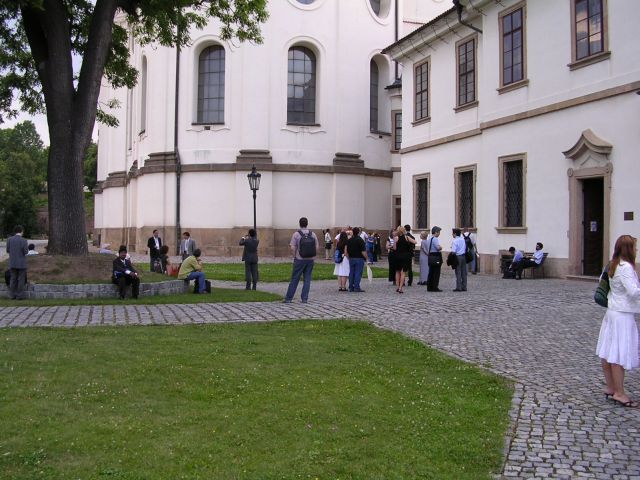 Ending guided tour through the Břevnov archabbey, Monday evening