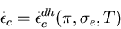 \begin{displaymath}\dot\epsilon_c=\dot\epsilon_c^{dh}(\pi,\sigma_e,T)
\end{displaymath}