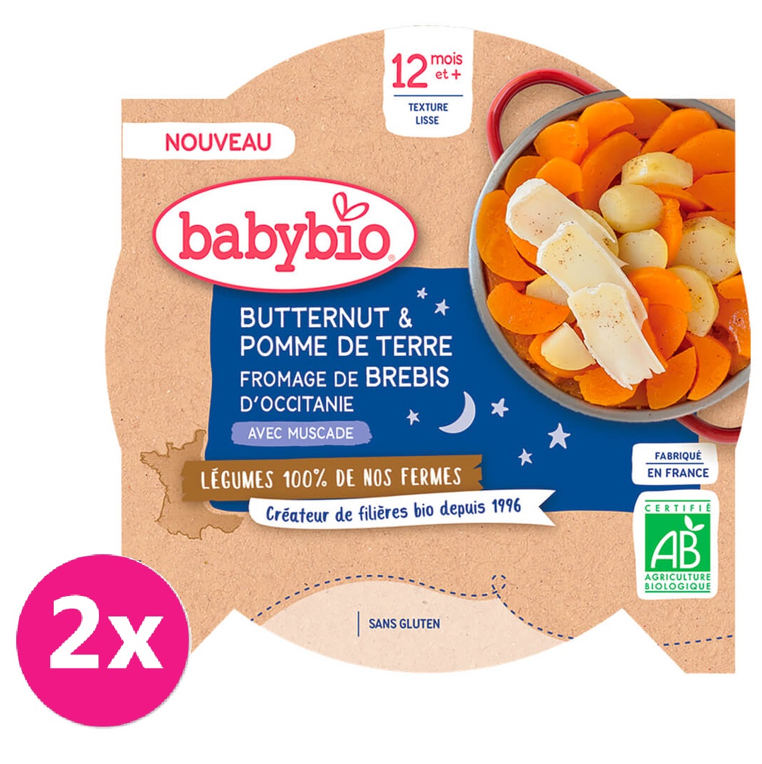 2x BABYBIO Brambory máslová dýně ovčí sýr 230 g