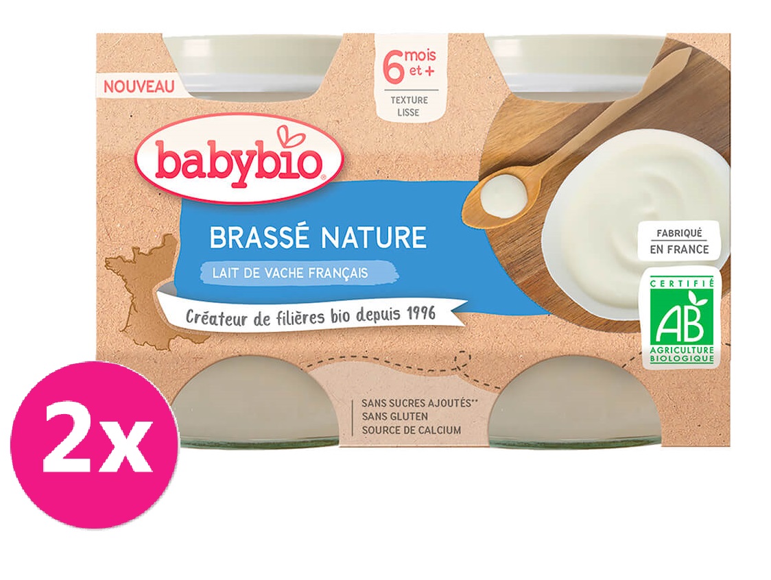 2x BABYBIO Brassé z francouzského mléka natur 2x130 g