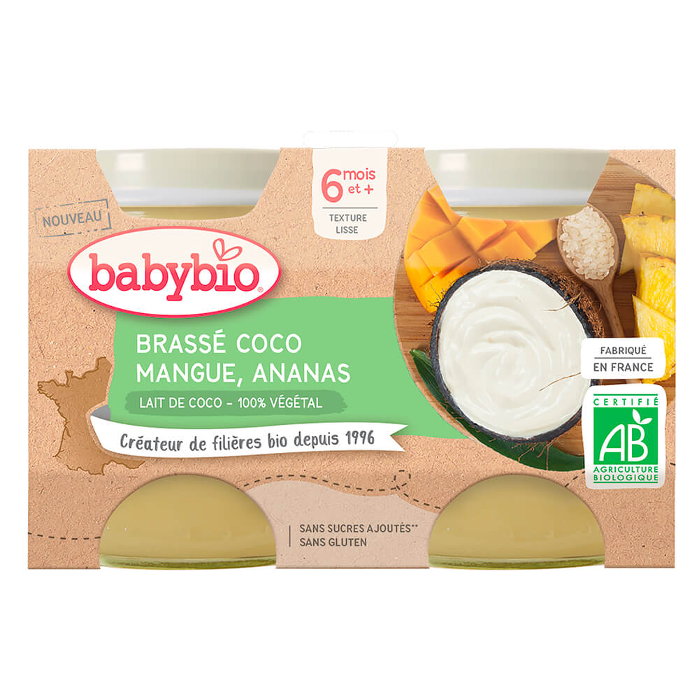 2x BABYBIO Brassé z kokosového mléka mango ananas 2x130 g