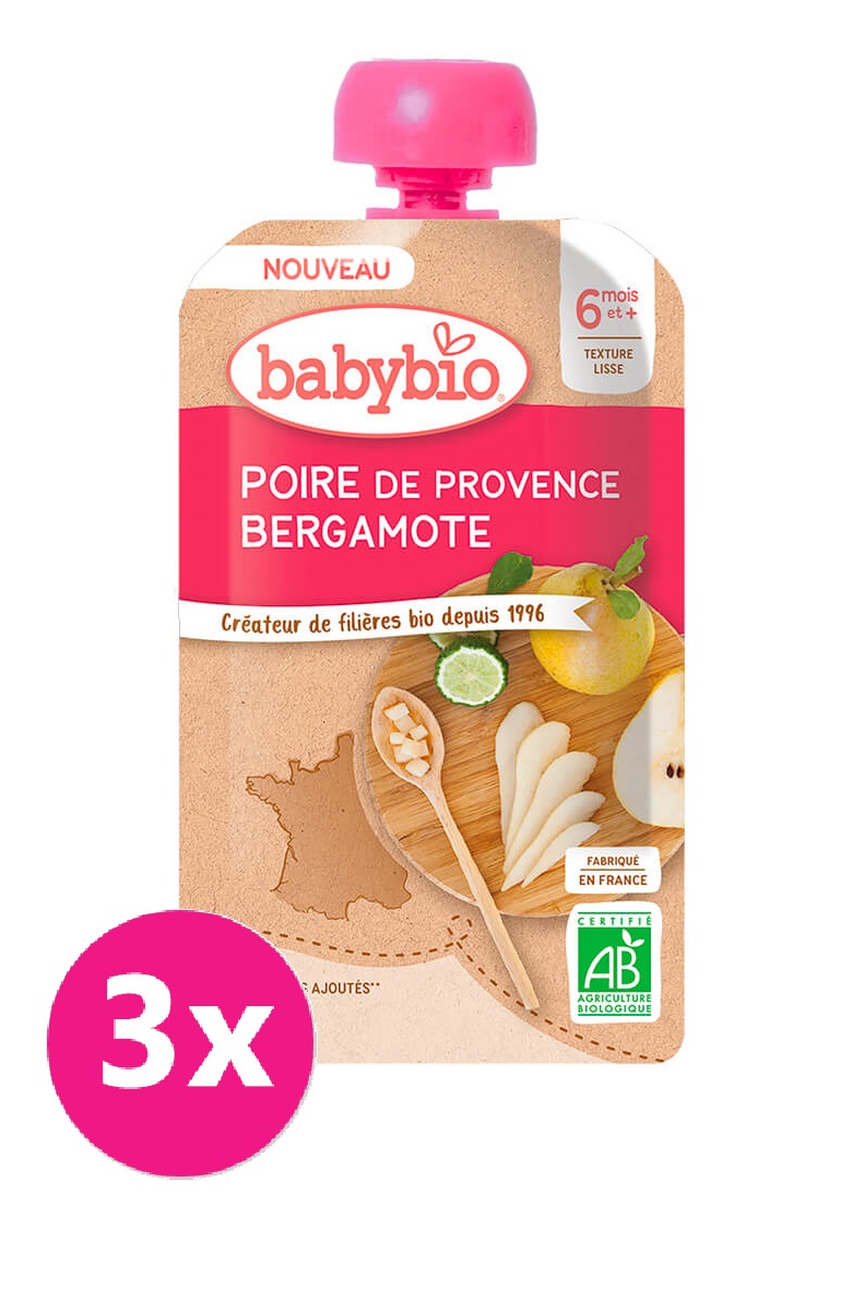 3x BABYBIO Hruška Bergamot 120 g