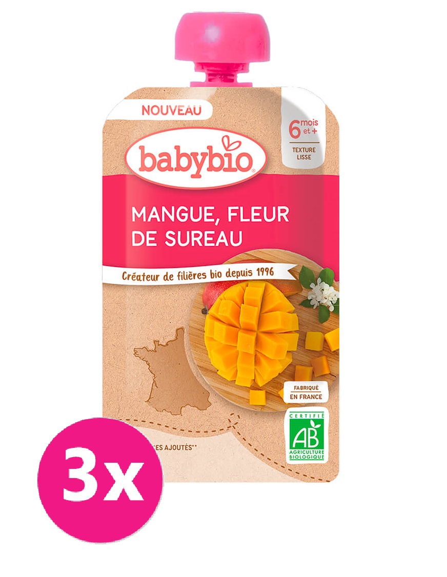 3x BABYBIO Mango bezový květ 120 g