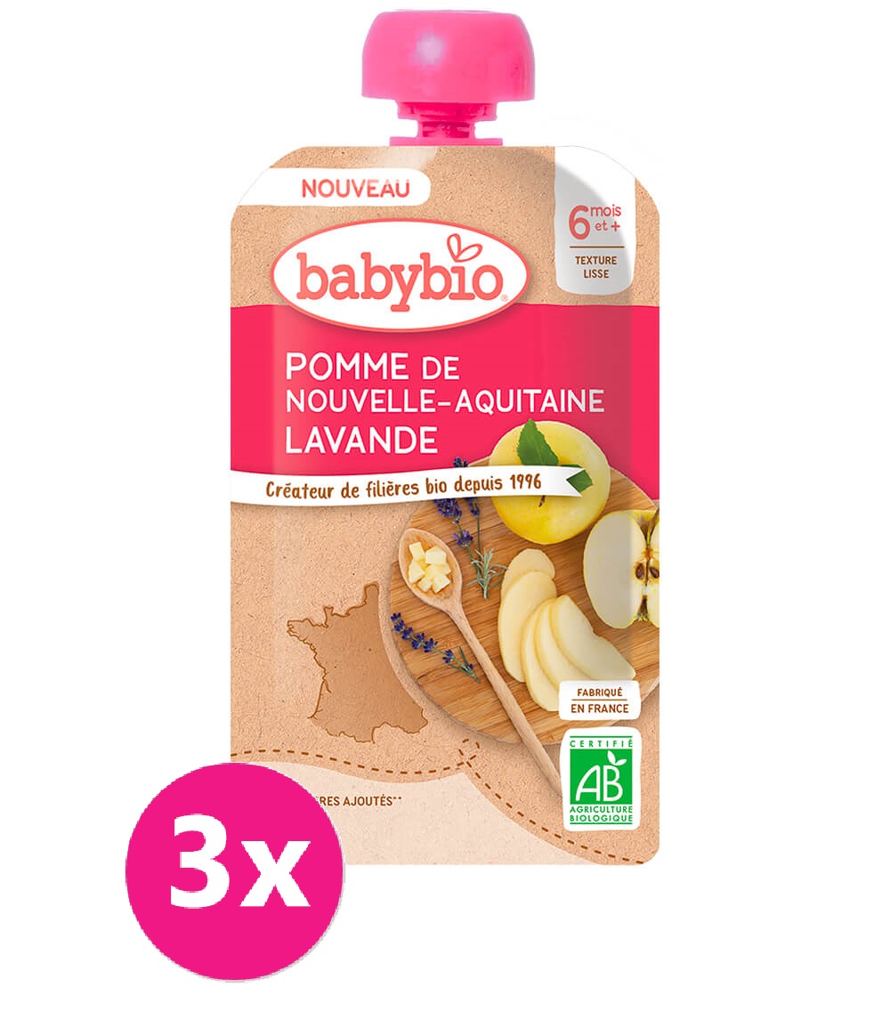 3x BABYBIO Jablko levandule 120 g