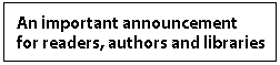 An important announcement for readers, authors and libraries