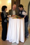 Her Excellency Sian C. MacLeod, Ambassador of the United Kingdom, during an informal talk with Michael Hopkins and Mark Kramer.