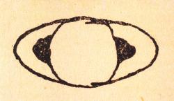 Na kresbě z roku 1616 již Galileo zachytil náznak prstence.