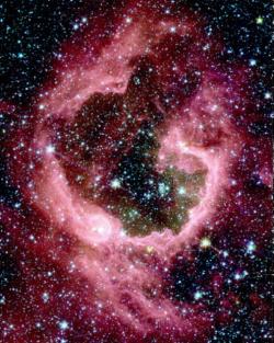 Příklad kosmické bubliny v infračerveném světle