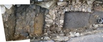Obr. 1. Půdorys hranolové bašty z první fáze zděné městské fortifikace zpevněné v druhé fázi vývoje předsazenou zdí (foto ARUP)