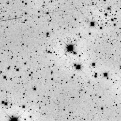 CCD snímek hvězdného pole s dosvitem gama záblesku