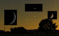 Fotogenická konjunkce planet s Měsícem 20. června 2015. Autor: Karel Halíř, Stellarium.