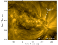 Pozorování aktivní oblasti 11704 s tranzientní koronální smyčkou v pásmu propustnosti 171Å přístrojem Atmospheric Imaging Assembly na družici Solar Dynamics Observatory. Foto: NASA.