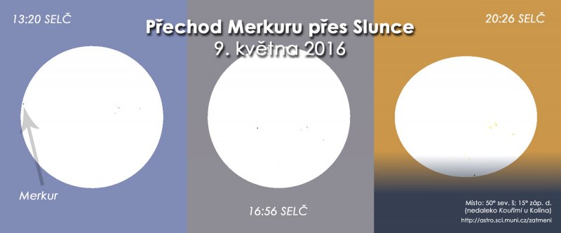 Přechod Merkuru přes Slunce v roce 2016. Autor: Expresní astronomické informace.