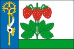 Jahodník na vlajce Krňan v benešovském okrese z r. 2010 značí tradiční úspěšné místní pěstování jahod.