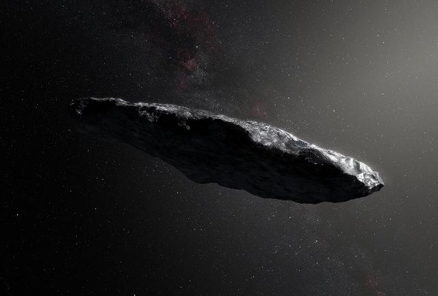 'Oumuamua v představách malíře. © ESO/M. Kornmesser 