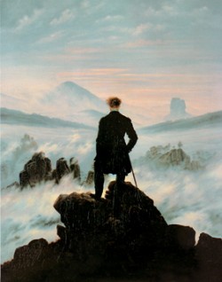 Caspar D. Friedrich: Poutník nad mořem mlh, 1818 – jeden z nejznámějších obrazů německé romantiky byl inspirován českými horami. Obr. z archivu K. Stibrala / © Archive K. Stibral