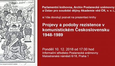 Prezentace knihy ,,Projevy a podoby protirežimní rezistence v komunistickém Československu 1948–1989