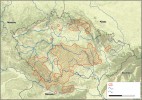 Historické rozšíření hořečku mnohotvarého českého (Gentianella praecox subsp. bohemica). Historický areál byl sestaven na základě více než 700 revidovaných herbářových položek a dalších  věrohodných údajů. Orig.: J. Brabec  a J. Zmeškalová (2011)