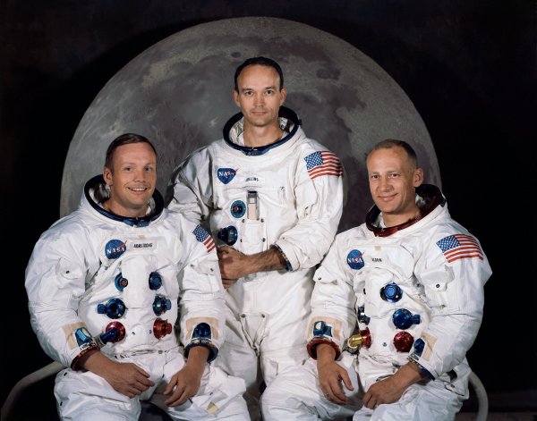 Posádka Apolla 11 v roce 1969. Zleva: Neil Armstrong, Michael Collins, Edwin Aldrin. Foto: NASA.