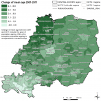 Change of Mean Age 2001-2011 In Central Europe