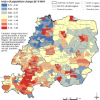Index of Population Change 2011/1991 In Central Europe