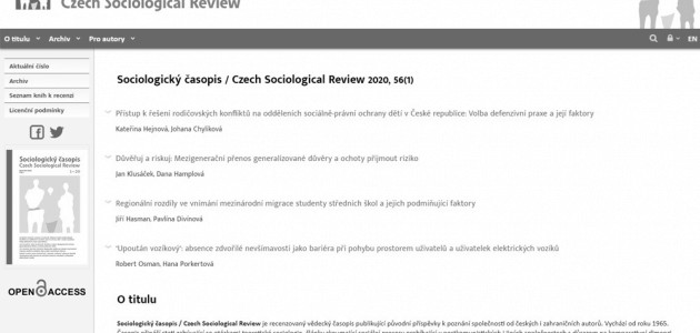 Sociologický časopis / Czech Sociological Review má nový redakční systém!