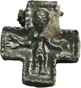 Křížek s vyobrazením Krista, raný středověk, Žatec