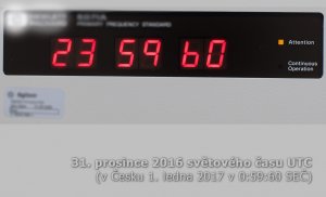 Přestupná sekunda viditelná na displeji automaticky řízených hodin. Autor: Ústav fotoniky a elektroniky AV ČR, v.v.i.