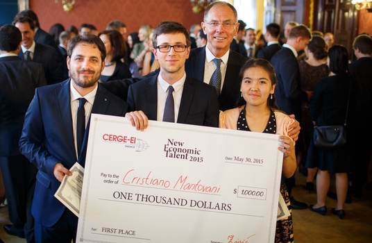 New Economic Talent 2015 winners with Jan Švejnar