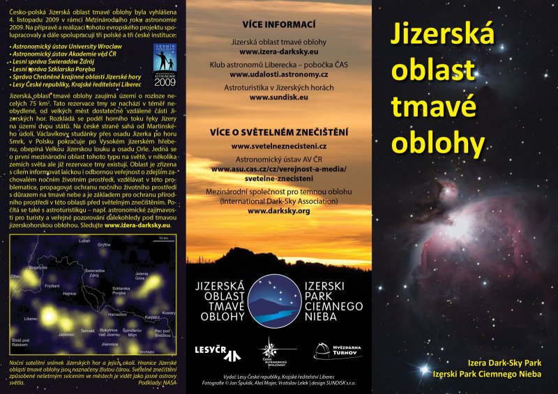 Leták o Jizerské oblasti tmavé oblohy. Leták o Jizerské oblasti tmavé oblohy.