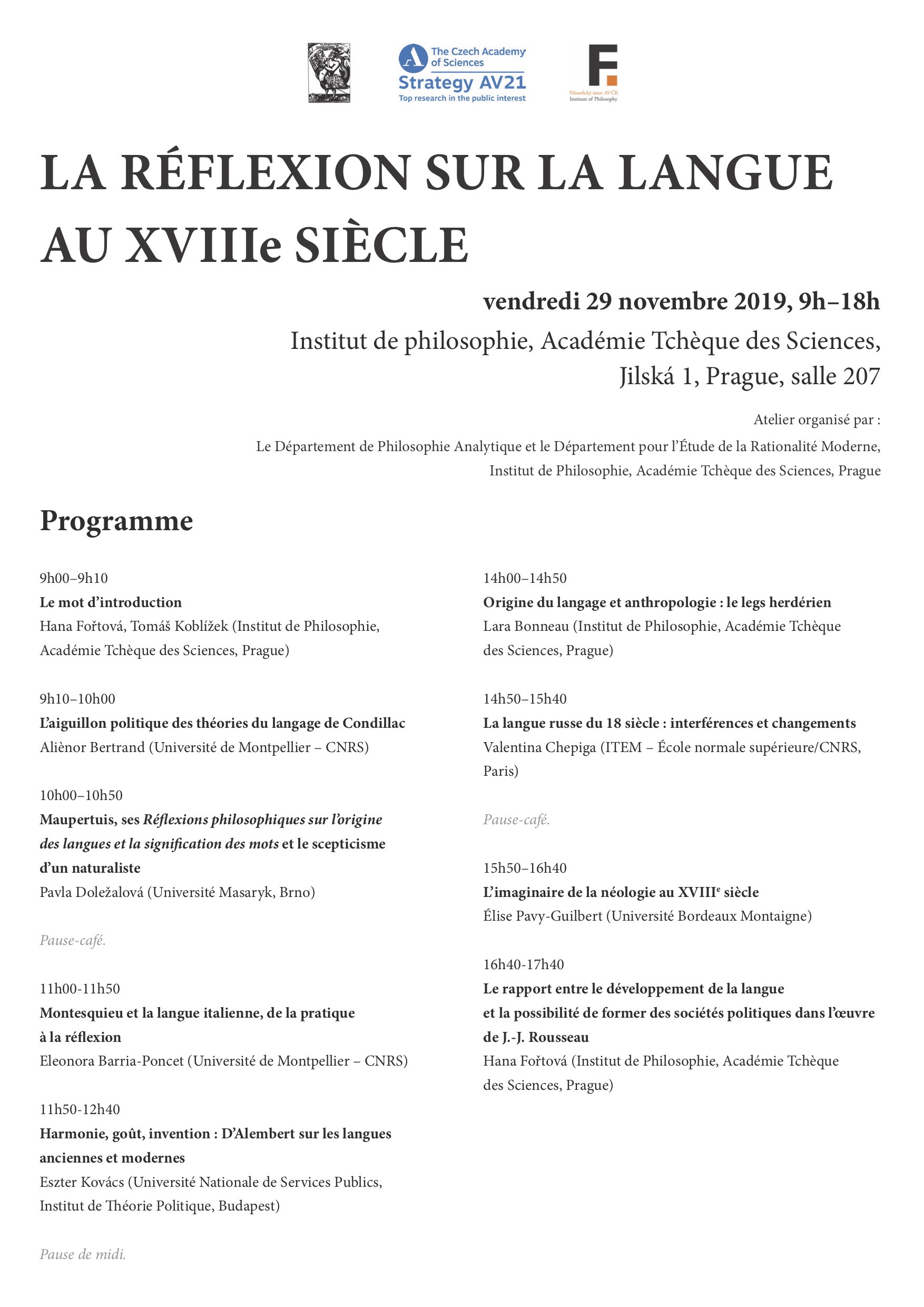 Atelier 2019 Programme