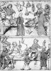Středověký zvěřinářský krám,  vyobrazení situováno do Kostnice  přibližně r. 1415. Spolehlivě lze určit většinu prodávaných zvířat – medvědí hlava je na dolním pultu vpravo. Podle: Richentalova kronika (kolem roku 1420)