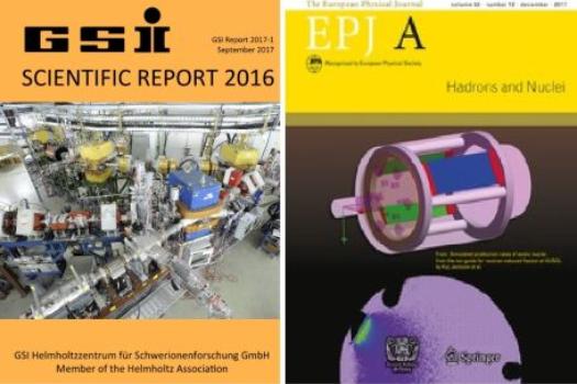 Obálky mezinárodních fyzikálních časopisů s publikacemi účastníků projektu FAIR-CZ