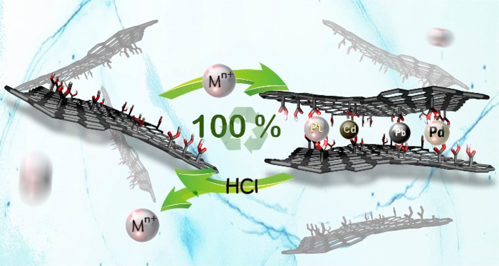 Graphene acid as material for metal sorption