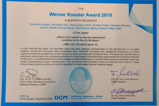 Werner Koester Award 2019