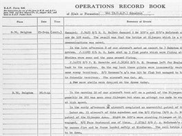 Operační záznam Bregmanovy 441. stíhací perutě RAF. Poslední odstavec se týká...