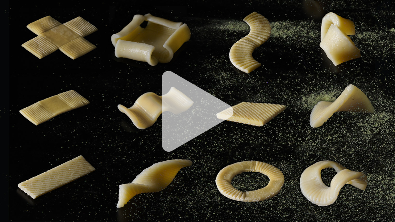 various pastas with play arrow overlay