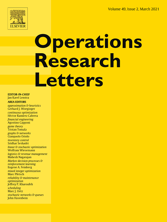 Go to journal home page - Operations Research Letters