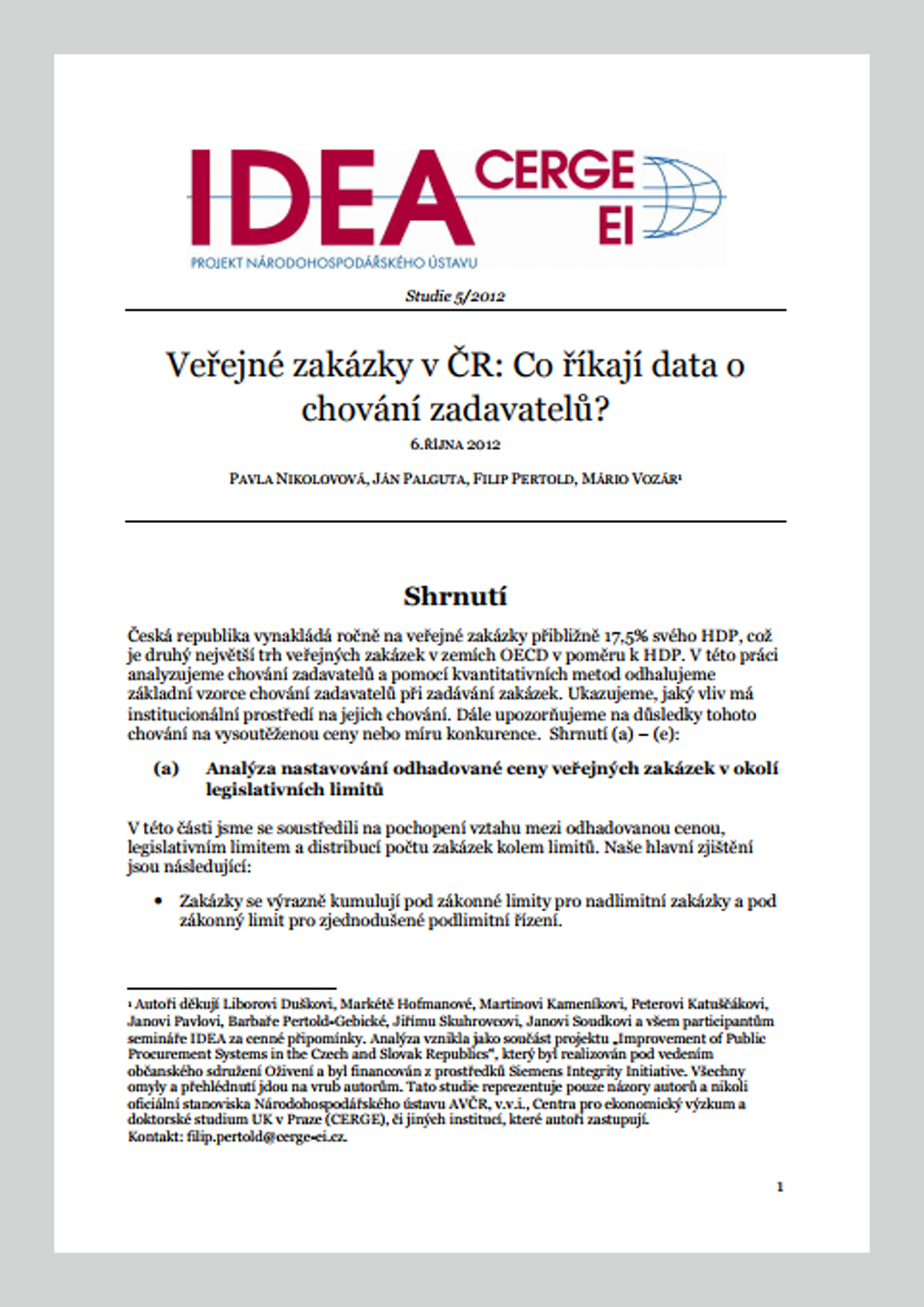 Veřejné zakázky v ČR: Co říkají data o chování zadavatelů?