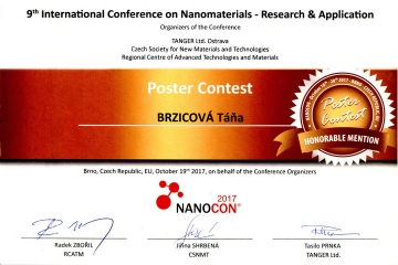 Čestné uznání - poster "Whole genome expression Analysis in THP-1 Macrophage-Like Cells Exposed to Nanoparticles"