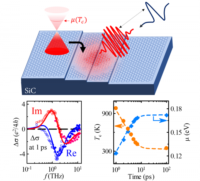 Scheme of terahertz optoelectronic probing of graphene films