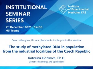 Pozvánka na online seminář ÚEM AV ČR - Studium metylované DNA v populaci z průmyslových lokalit České republiky