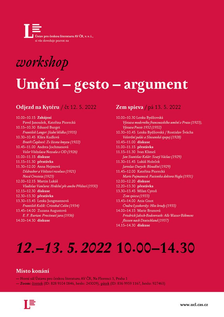 Workshop Umění–gesto–argument 2022