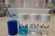 Vodné roztoky methylenové modři s různou koncentrací