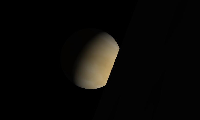 Detail při pohledu velkým dalekohledem. Venušina osvětlená část kotoučku je pomalu zakrývána neosvětlenou částí Měsíce. Celý tento úkaz potrvá jen něco málo přes půl minuty.