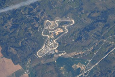 Brněnský automodrom MotoGP z paluby ISS (foto Andrew Feustel/NASA, © Do kosmu s Krtkem 2018
