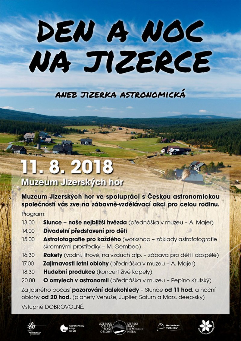 Den a noc na Jizerce 11. srpna 2018 - program.